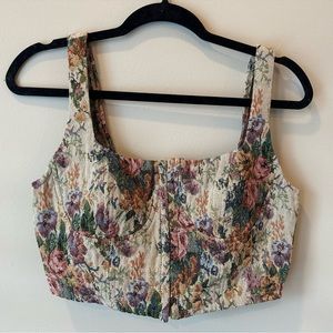 Wild Fable Tapestry Front Close Crop Tank/Bustier